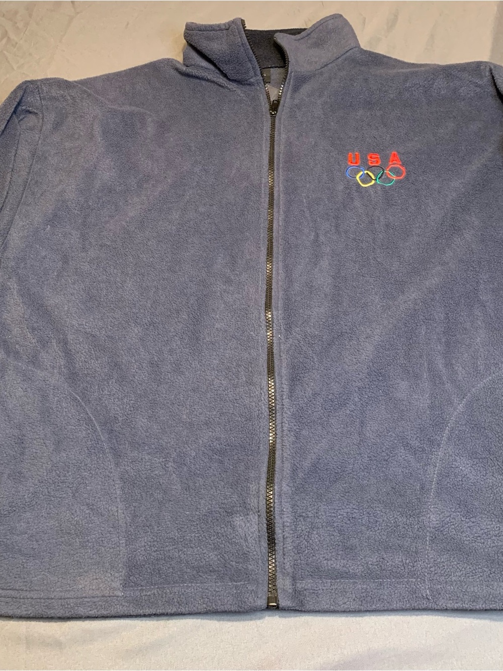 Vintage 1990s Team USA Olympics Fleece Full Zip Blue Jacket Unisex XL